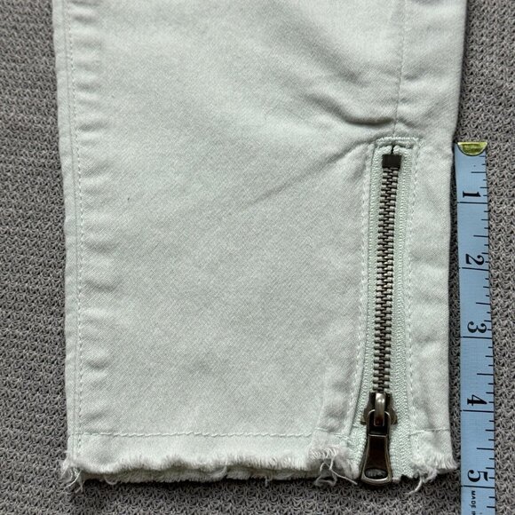 KanCan Womens Size 5/26 Mint Green Skinny Jeans Raw Hem Ankle Zipper Low Rise - Picture 12 of 14